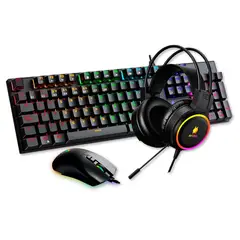 ANTRYX - Kit Gaming GC-3100x3 Black Teclado Mouse Auricular LED RGB SWITCH BLUE