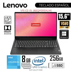 LENOVO - Laptop V15 G2 IJL 15.6"  FHD Intel Celeron N4500 8GB RAM 256GB SSD 82QY00SALM - Negro