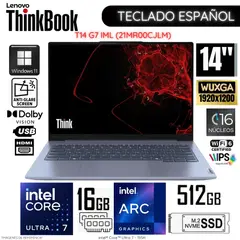 LENOVO - Laptop ThinkBook 14 G7 IML Intel Core Ultra7-155H 16GB RAM 512GB SSD 14" Pulg. WUXGA Win11
