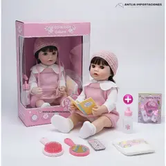 REBORN - MUÑECA INTERACTIVA CON CONTROL REMOTO, MOVIMIENTO DE ROSTRO TRAJE ROSA