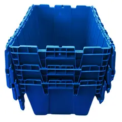 WENCO - CAJA DE PLASTICO CON TAPA ABISAGRADA AZUL 52LT - PACK 3