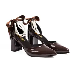 PALINI SHOES - Taco 7 de vestir en punta color marrón