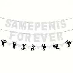 GENERICO - Cadeneta banderines divertido despedida de soltera same penis forever plateado