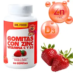GENERICO - Gomitas Masticables Sabor Fresa con Zinc, Vitamina C y D3 60 gomitas
