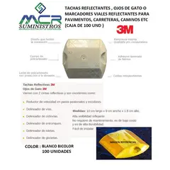 3M - TACHAS REFLECTANTES OJOS DE GATO O MARCADORES VIALES PARA PAVIMENTOS 100UND BLANCO