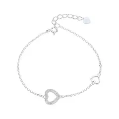 SANTORAL - Pulsera Corazones Brillos - Plata