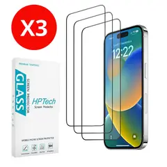 SHIELD - Pack x3 Mica Protector de Pantalla de Vidrio Templado para iPhone 14 Pro