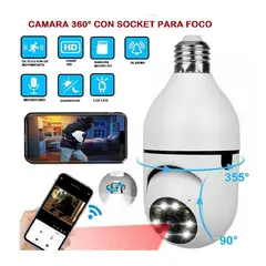 GENERICO - Cámara Foco Smart 360° de Seguridad Wifi con Visión Nocturna y Altavoz