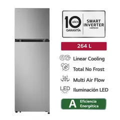 LG - Refrigeradora Top Freezer 264 LT LinearCooling Multi-Air Flow VT26BPY Plateada