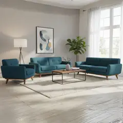 GENERICO - Juego de sala Lua 3-2-1 con base Zocalo en tela chenille antifluido