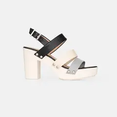 GINO BIGIONI - Sandalia de Vestir ANITA EURO Gris y Beige en Cuero