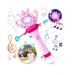GENERICO - Varita Mágica de Burbujas Color Rosado Musical y con Luces PREMIUM