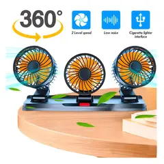 GENERICO - Ventilador para Auto de Triple cabezal Giratorio