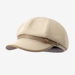 KAST PE - Boina Trend Luxe Crema con detalles en cuerina para mujer