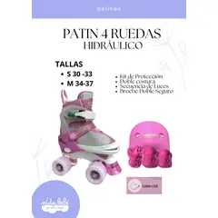 OKA - PATIN 4 RUEDAS HIDRAULICO ROSA Y GRIS TALLA S 30 A 34