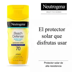 NEUTROGENA - Protector Solar Beach Defense SPF 70 (198 ml) - Rostro y Cuerpo - Uso Playa y Deporte