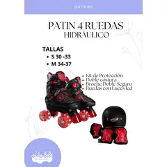 OKA - PATIN 4 RUEDAS HIDRAULICO ROJO Y NEGRO TALLA S 30 A 33
