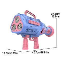 GENERICO - Pistola Lanza burbujas automática Bazooka con Luces Multicolor Azul