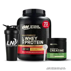OPTIMUN NUTRITION - Gold Standard Whey 5 LB - Vainilla Ice Cream + Creatina Optimum Nutrition 300 g + Shaker + Scoop