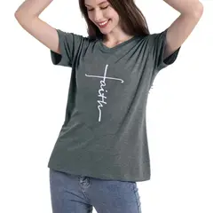 42AROZINA - Camiseta casual de mujer con cuello de pico en color sólido y holgada
