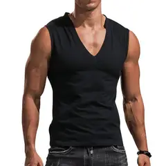 42AROZINA - Chaleco casual con cuello en V de color liso para hombre