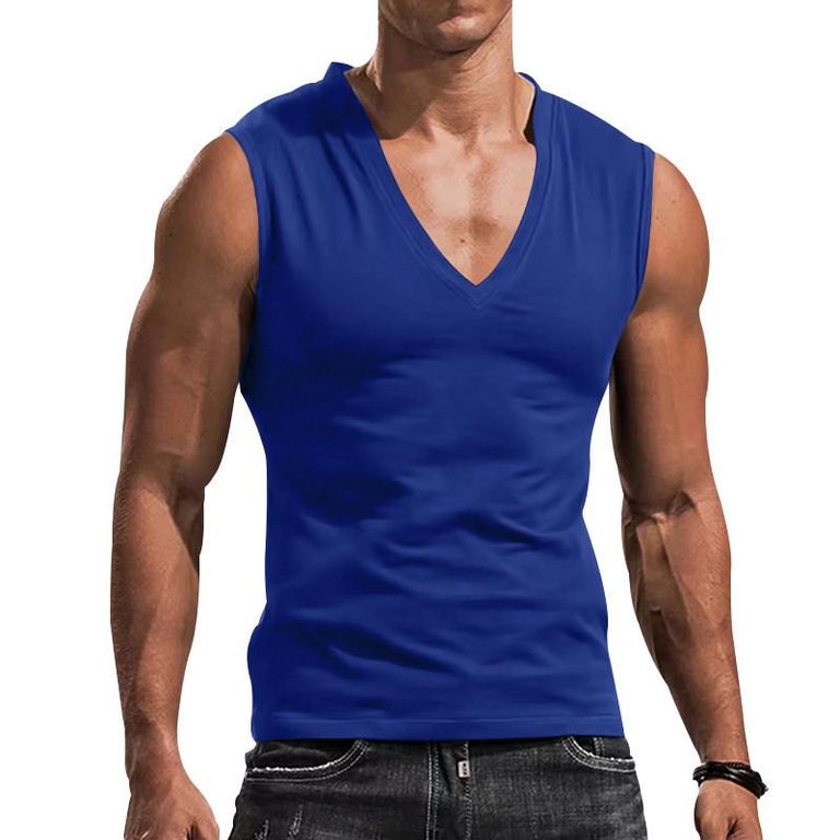 Chaleco casual con cuello en V de color liso para hombre