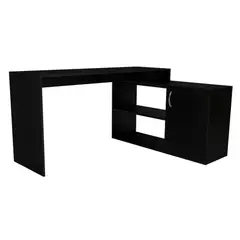 FMFURNITURE - Escritorio En L 1 Puerta Y Estantes Fm-032N - Negro