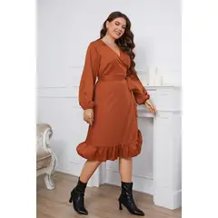 GENERICO - Vestido Midi de talla grande Cuello en V - Vestido Juliet
