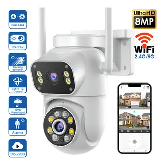 GENERICO - Cámara Vigilancia Con Targeta SIM Wifi Doble Lente Full HD Detección Movimiento Visión Nocturna