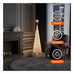 ANIMALIA - Arbol Triangular Escarchado con Luz LED y Estrella Plateada 180 mt