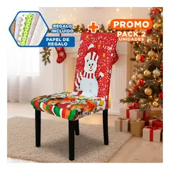 ANIMALIA - Pack2 Cubresilla Decorativa con Muñeco de Nieve y Regalos Rojo Set 2 Y+Papel Regalo