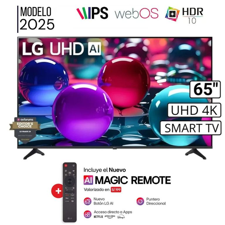 Televisor 65" Smart UHD 4K Thinq Ai 65UA7300PSB - Nuevo 2025