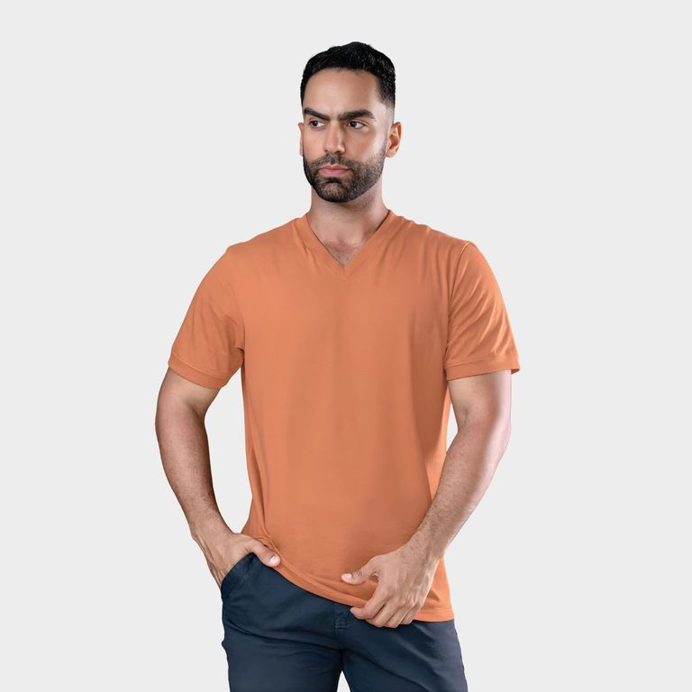 Polo Básico para Hombre Cuello V Algodón Jersey Regular Fit