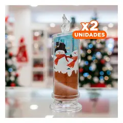 SKYBLOO - Pack2 Foco de Navidad de Muñecos de Nieve Base Marrón enTransparente Y+Regalo Sticker