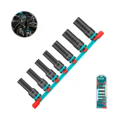 TOTAL TOOLS - Set Dados Impacto 7 Pcs Largo 1/2'' 10-19mm Cr-mo Total