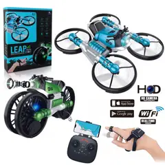 IMPORTADO MC - Drone 2 en 1 Convertible a Moto Inteligente Con Cámara Wifi +APP +Control Pulsera + Control Remoto A