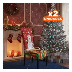 SKYBLOO - Pack2 Funda de Silla Navidad Muneco de Nieve con Regalos de Color Rojo Y+Regalo Sticker