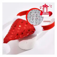 SKYBLOO - Vincha Roja Navidena con Diseño de Gorro de Santa y Lentejuelas Y+Regalo Sticker