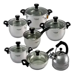 LUISSANT - JUEGO DE OLLAS ACERO INOXIDABLE 14 Pzas LU-1405A-IN