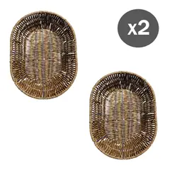 GENERICO - Set de 2 Canastas Ovaladas para Pan – Estilo Mimbre