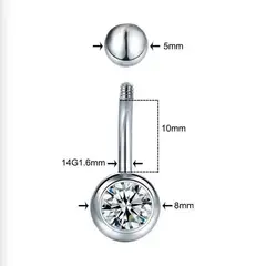 GENERICO - Piercing para el ombligo - Color plateado