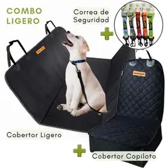 GENERICO - COMBO LIGERO Cobertor de Auto + Cobertor COPILOTO + Cinturón de Seguridad para Mascotas