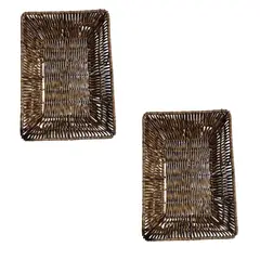 GENERICO - Set x2 Panera Cesta Rectangular de mimbre