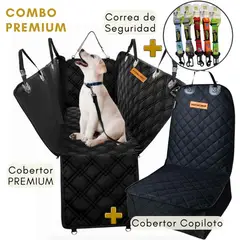 GENERICO - COMBO PREMIUM Cobertor de Auto + Cobertor COPILOTO + Cinturón de Seguridad para Mascotas