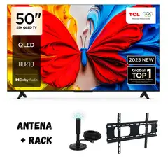 TCL - Televisor 50" FHD QLED 50S5K 2025 + Antena + RACK