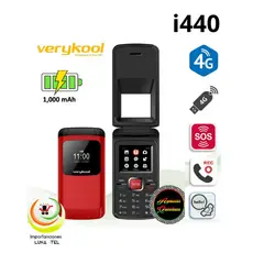 VERYKOOL - CELULAR BASICO i440 FLIP 4G TAPA DUAL SIM -ROJO