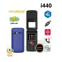 VERYKOOL - CELULAR BASICO i440 FLIP 4G TAPA DUAL SIM -AZUL