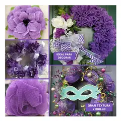 RYBIU IMPORT - Cinta Decorativa de Malla para Arreglos y Manualidades Navideñas Morado