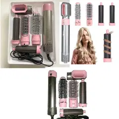 GENERICO - Peine Cabello Cepillo Secador 5 en 1 Alisador Rizador Multifuncional Rosado