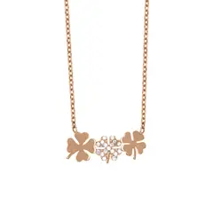 BALIQ - Collar Trébol Goldensilver Rosa